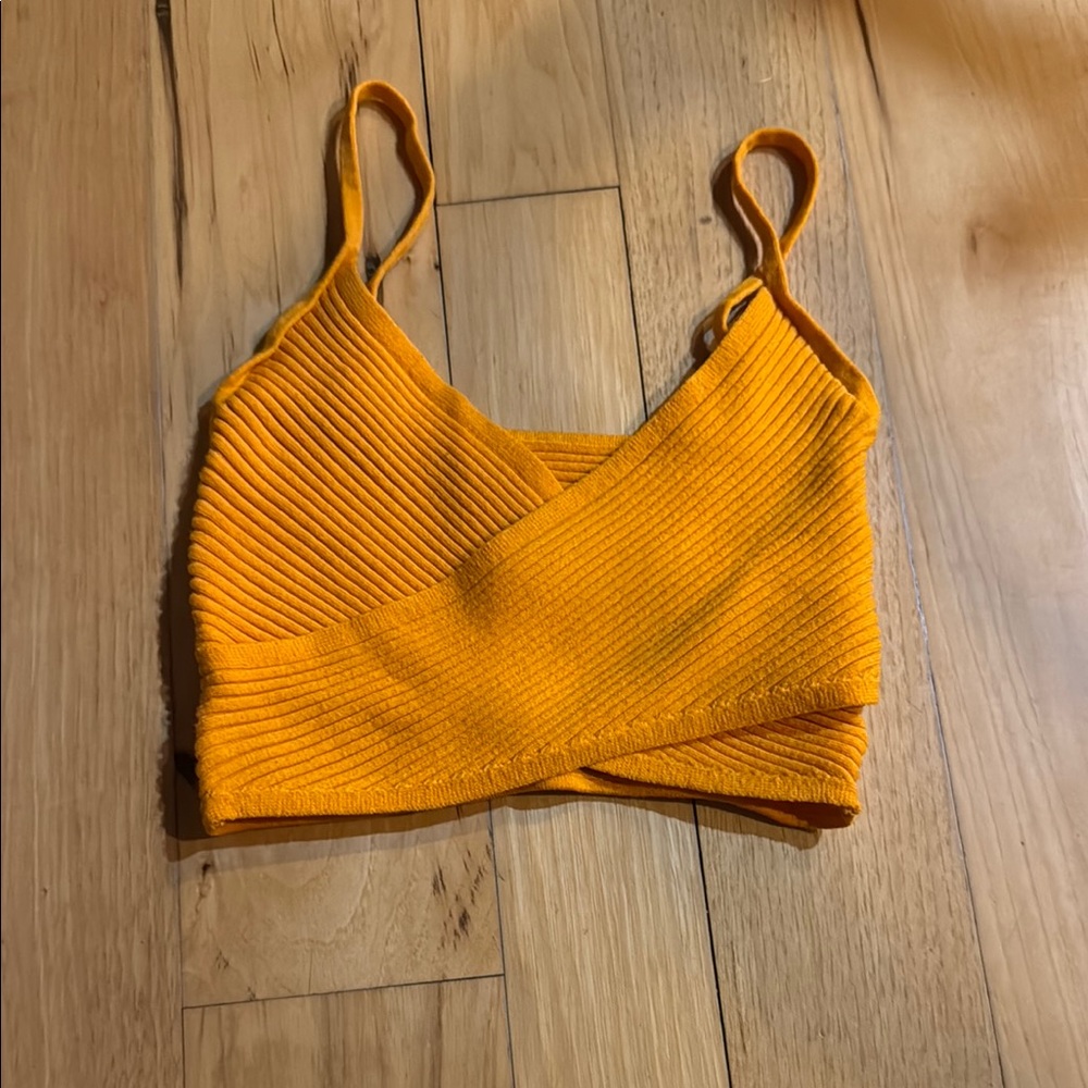 Orange Ribbed Women's Top